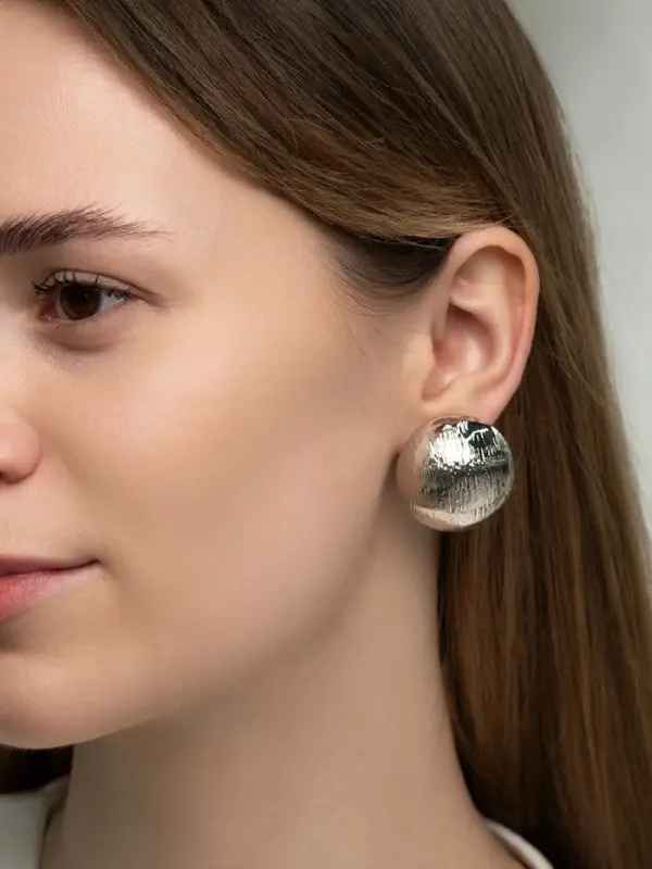 Серьги клипсы для ушей QF &laquo;Тренд. Объёмный круг&raquo;, цвет серебро