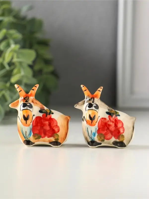 Фигурка фарфор &laquo;Коза малая&raquo;, 4.5 см, гжель, цветная, МИКС