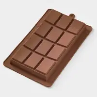 Форма для дубайского шоколада "Плитка" 25,5x15x2,5 см, цвет коричневый