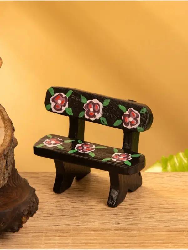 Мебель для кукол &laquo;Скамейка с цветами&raquo;, 6.5&times;3.5&times;6 см, дерево, чёрная