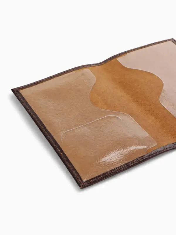 Обложка для паспорта, с гербом, с тиснением фольгой, гладкая, коричневая