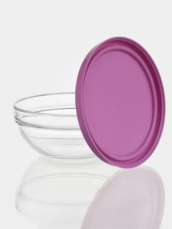 Набор салатников Paşabah&ccedil;e Chef's, 1 л, d=17.2 см, 2 шт., с пластиковой крышкой, стекло, прозрачный