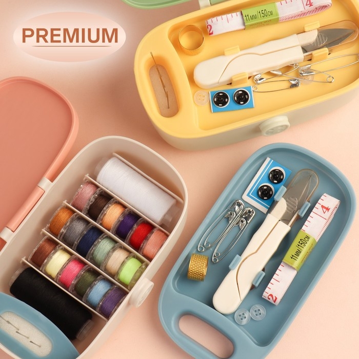 Швейный набор Premium, 43 предмета, в двухъярусном боксе, 15,5 × 6 см, цвет МИКС Швейный набор Premium, 43 предмета, в двухъярусном боксе, 15,5 × 6 см, цвет МИКС
