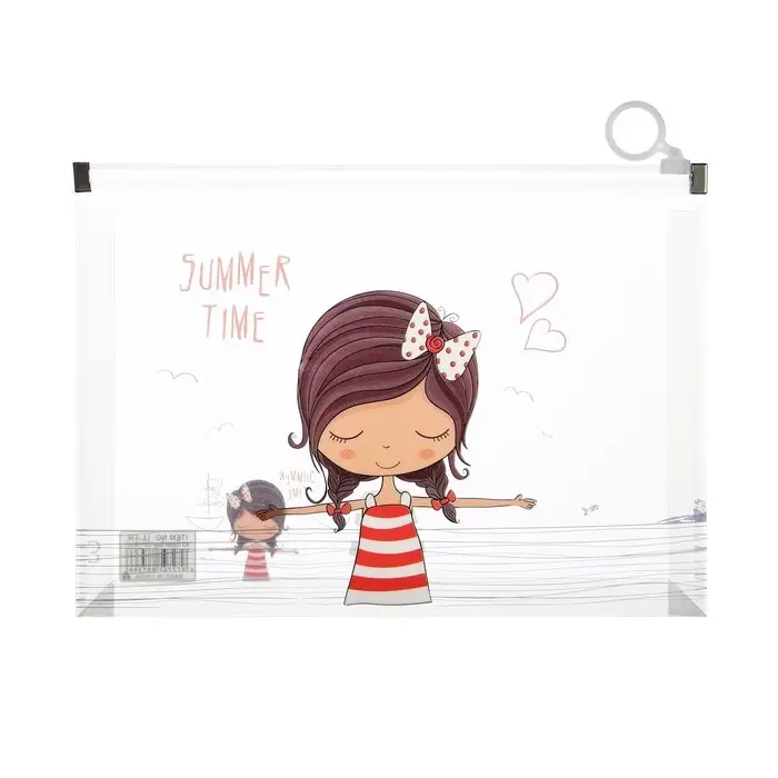 Папка-конверт на молнии формат А5, 180мкр, с рисунком Папка-конверт на молнии формат А5, 180мкр, с рисунком "Маленькая девочка", МИКС