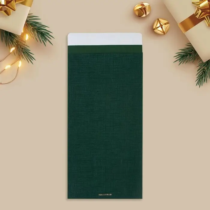 Конверт для денег, &laquo;Поздравляем с Новым годом&raquo;, тиснение, дизайнерская бумага, 11 х 22 см