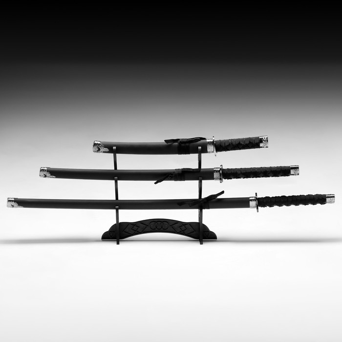 Сув. изделие катаны 3в1 на подставке, ножны кожзам, матовая, черная 47/70/89см Сув. изделие катаны 3в1 на подставке, ножны кожзам, матовая, черная 47/70/89см