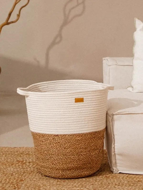 Корзина для белья плетеная круглая SL Home Orden, хлопок, гиацинт, 35&times;40 см