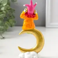 Сувенир полистоун "Клоун в наушниках на золотом месяце" яркий разноцветный 16,5 см