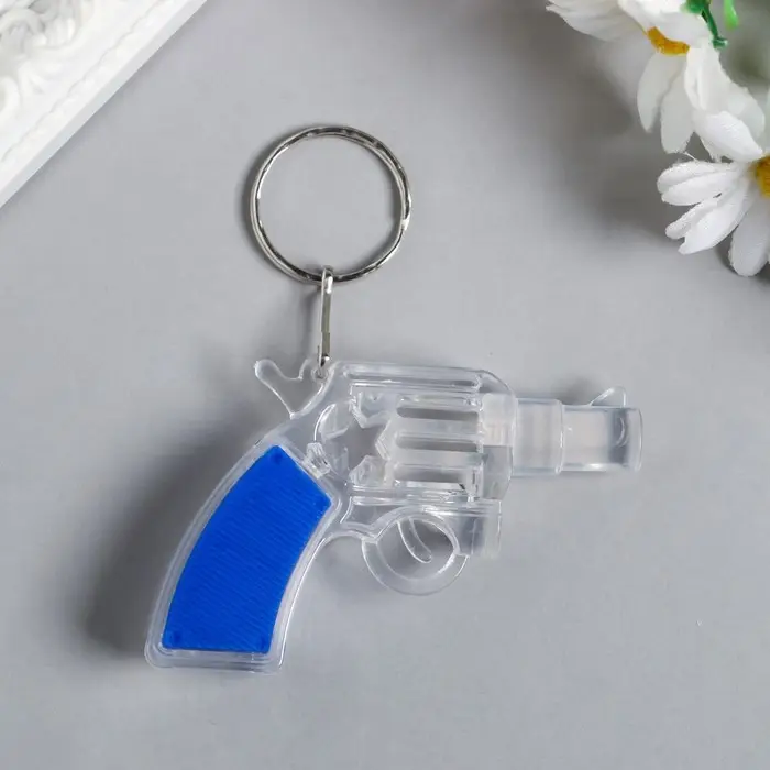 Фонарик брелок для ключей на кольце «Револьвер», мигает, 6.5×4.5×1.5 см, МИКС Фонарик брелок для ключей на кольце «Револьвер», мигает, 6.5×4.5×1.5 см, МИКС