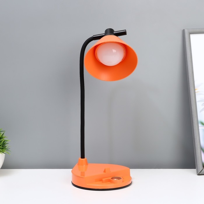 Настольная лампа  Настольная лампа "Парасоль" LED, от USB/АКБ 6 Вт сенсор 3000-6000 оранжевый 14х10х37 см RISALUX  100