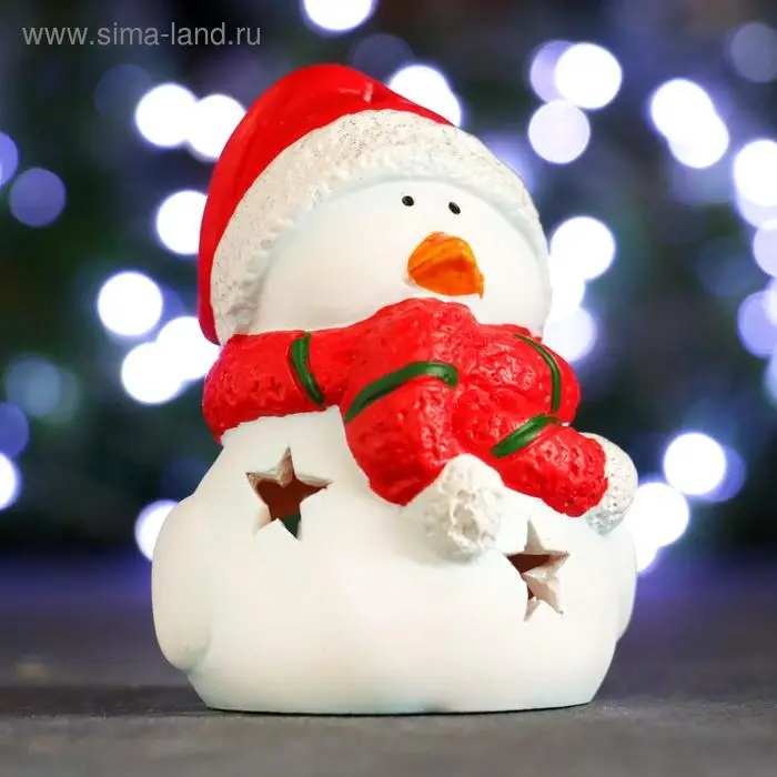 Фигура с подсветкой Фигура с подсветкой "Птичка в шарфике и шапке" красная, 9х7х10см