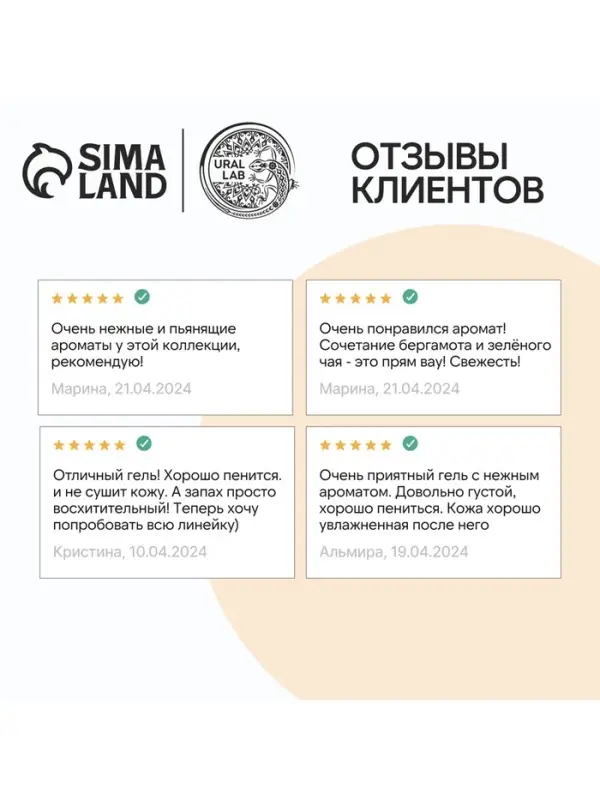 Гель для душа, парфюмированный, аромат алое вера и диких трав, 300 мл, URAL LAB