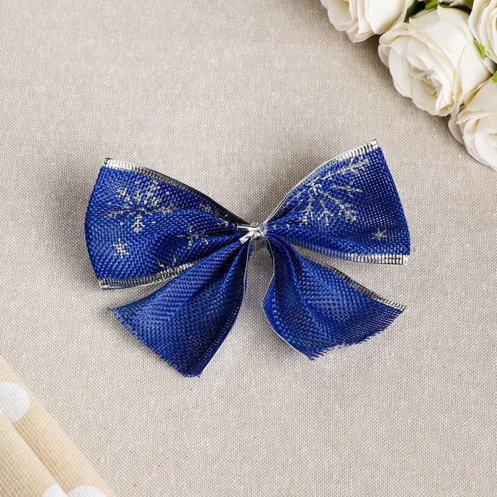 Бант праздничный «Снегопад», синий, 14 х 10 см Бант праздничный «Снегопад», синий, 14 х 10 см