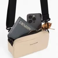 Сумка женская кросс-боди TEXTURA на молнии, 19&times;6&times;10.5 см, бежевая