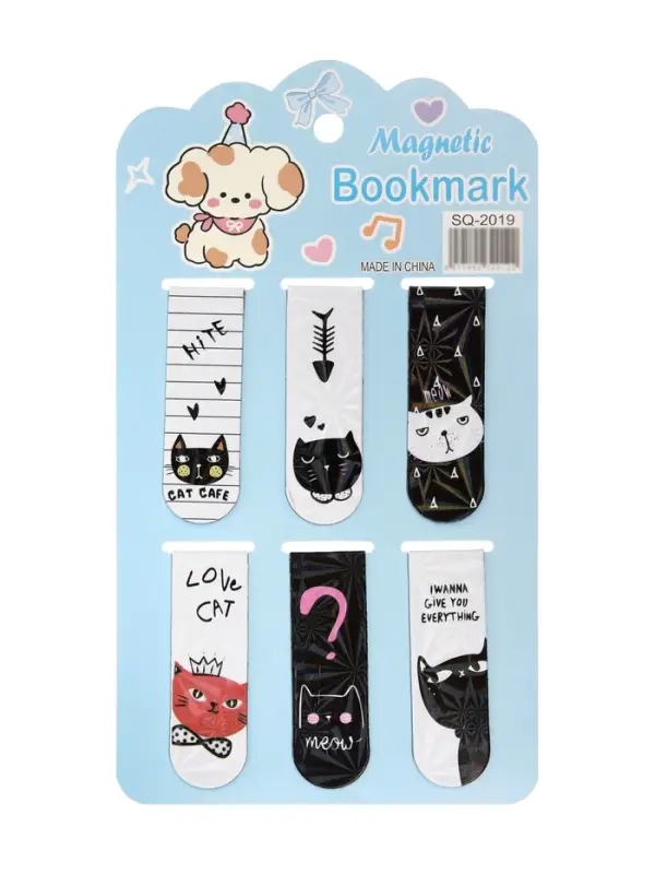 Набор магнитных закладок для книг Calligrata &laquo;Кошки&raquo;, 6 штук, МИКС