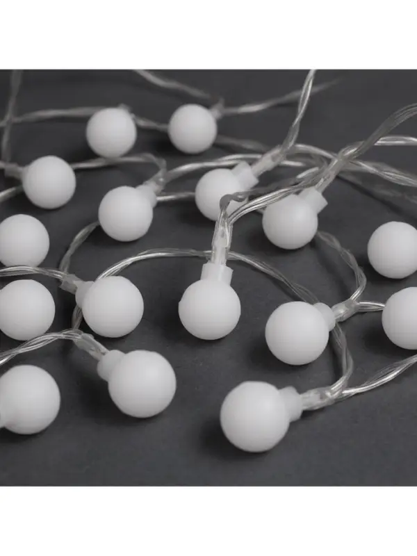 Гирлянда &laquo;Нить&raquo; 3 м с насадками &laquo;Шарики&raquo;, IP20, прозрачная нить, 20 LED, от батареек АА&times;3, свечение мульти