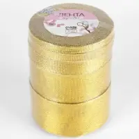 Набор парчовых лент, 5 шт., размер лент: 6/10/20/40/50 мм, 23&plusmn;1 м, цвет золотой