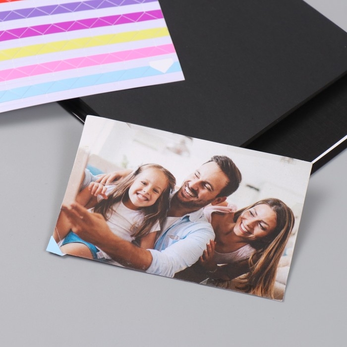 Фотоальбом 25 листов (наклейки+кольца)  Фотоальбом 25 листов (наклейки+кольца) "Геометрия" тиснение золото 19х27х3 см