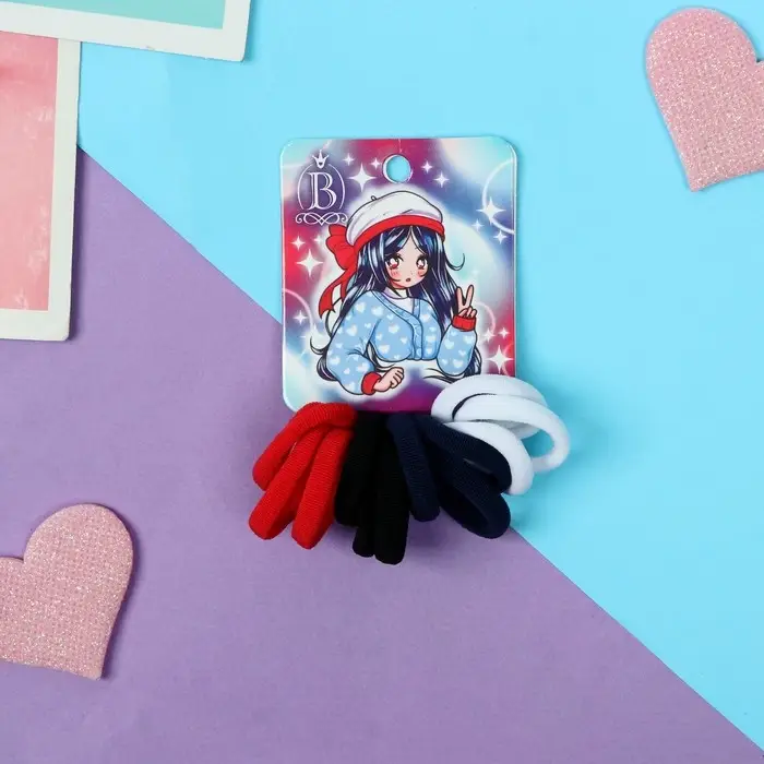 Резинка для волос  Резинка для волос "Комиксы" (набор 12 шт) девчонка шляпка, 3,5 см