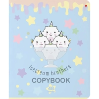 Тетрадь общая А5 ,48л, клетка,скрепка, МОРОЖЕНКИ, 5 шт в уп,7-48-780/5