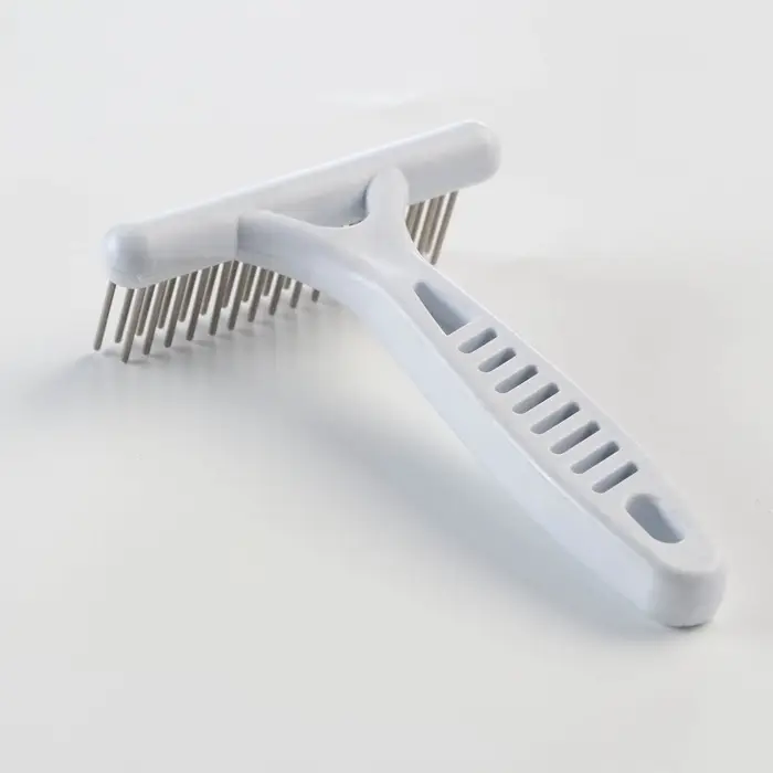 Расчёска-грабли 2-рядная, 13.5&times;8.8 см, белая
