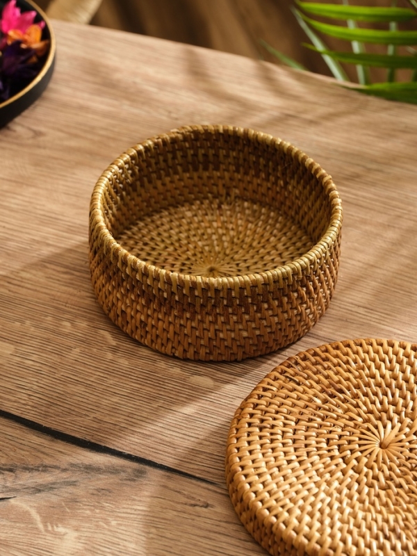 Корзинка плетеная ротанг, 13х13х5,5 см