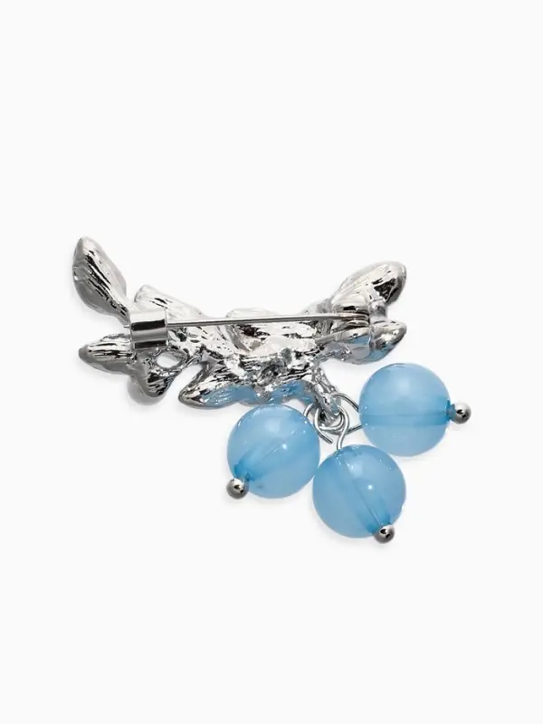 Брошь &laquo;Ягоды агат&raquo;, зелёная, голубой в серебре