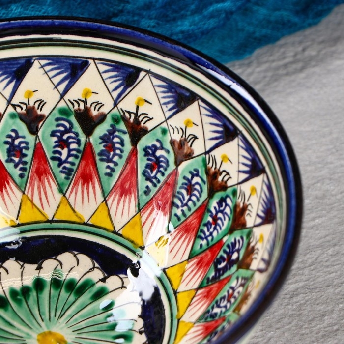 Коса Риштанская Керамика  Коса Риштанская Керамика "Цветы" 15 см, малая, синяя