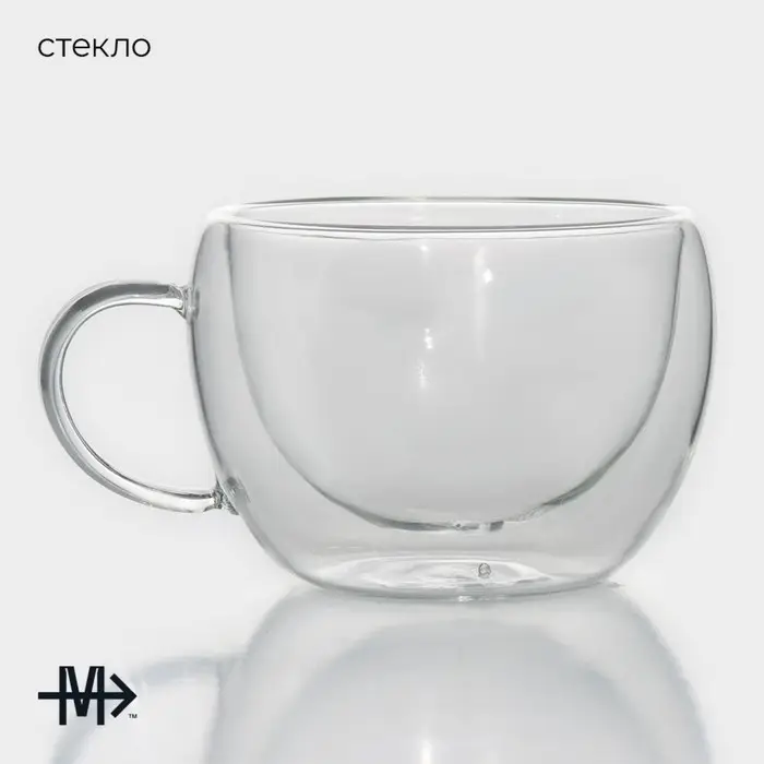 Кружка с двойными стенками Magistro &laquo;Лиди. Дуо&raquo;, 200 мл, 12&times;9.5&times;6.5 см, стекло, прозрачная