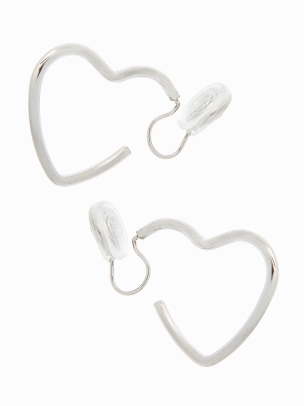 Клипсы «Тренд» сердце, цвет серебро