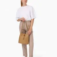 Сумка - мешок женская на магните, 25&times;10&times;26 см, бежевая