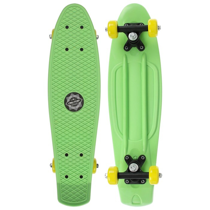 Пенниборд ONLITOP, 56х15 см, колёса PVC 50 мм, пластиковая рама, цвет салатовый Пенниборд ONLITOP, 56х15 см, колёса PVC 50 мм, пластиковая рама, цвет салатовый