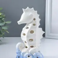 Сувенир керамика свет "Морской конёк" бело-синий 6,5х8,5х16,5 см