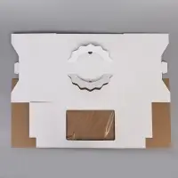 Коробка под торт 3 окна, с ручками, белая, 30&times;30&times;20 см