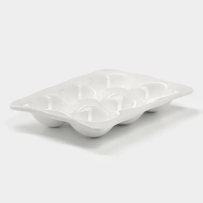 Подставка для яиц Magistro &laquo;Бланш&raquo;, 6 секций, 18&times;13 см, фарфор, белая