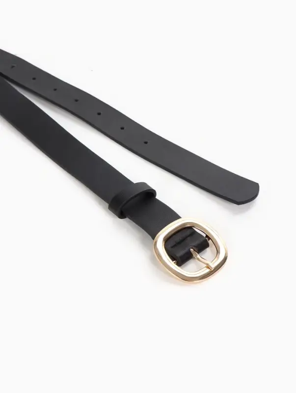 Ремень женский, 2.8&times;107 см, 1 прокол, золотистая пряжка, чёрный