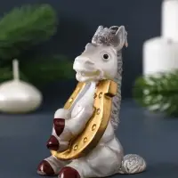 Свеча фигурная "Лошадка с подковой" 5,5х6х9 см, цв. серебро