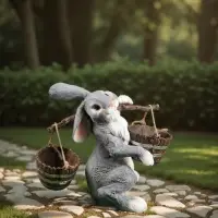 Садовая фигура полистоуна &laquo;Заяц с коромыслом&raquo;, 35 см