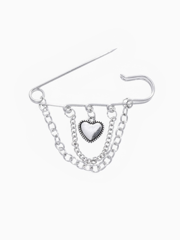 Булавка «Сердце» с цепочками, цвет перламутровый в серебре Булавка «Сердце» с цепочками, цвет перламутровый в серебре