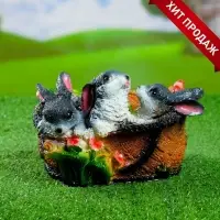 Фигурное кашпо "Зайцы в лукошке" 20х15х13см