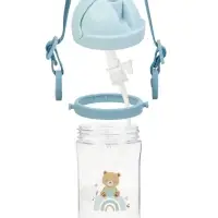 Поильник - непроливайка детский с силиконовой трубочкой и грузиком, от 9 мес., 350 мл., на ленте, цвет голубой, Крошка Я