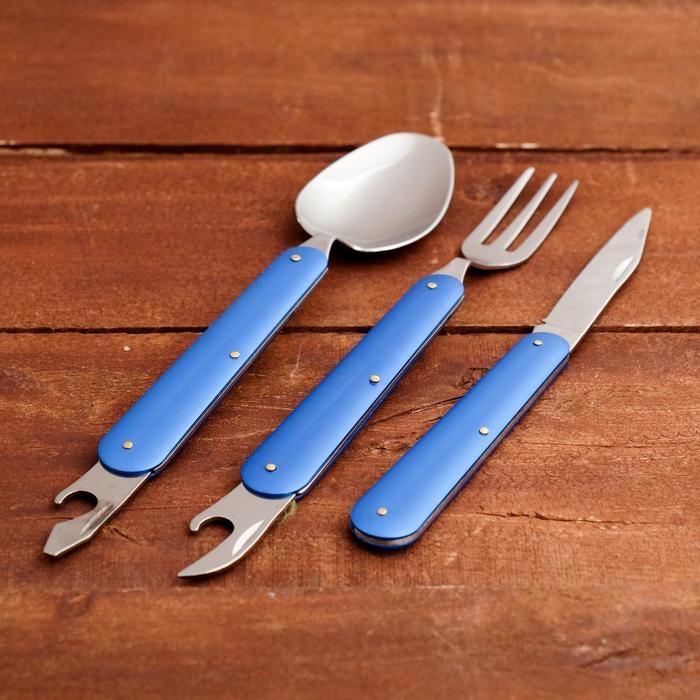 Набор туриста в чехле 5в1 Мастер К рукоять синяя металл Набор туриста в чехле 5в1 Мастер К рукоять синяя металл