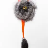 Дразнилка - удочка из меха кролика &laquo;Монстрик&raquo;, на деревянной палочке, цвет МИКС