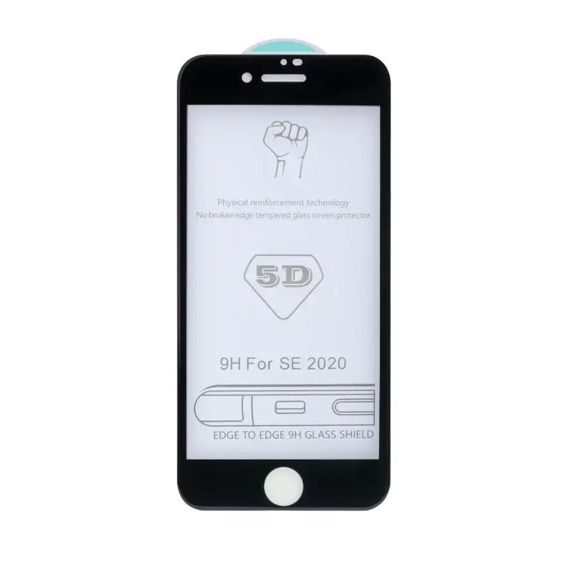Защитное стекло для iPhone SE (2020) 5D 0.33mm черное (без возврата и обмена)