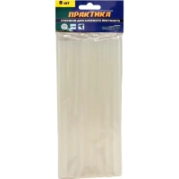 Стержни клеевые ПРАКТИКА d11х200мм белый/прозрачный, 8 шт. (641-596)
