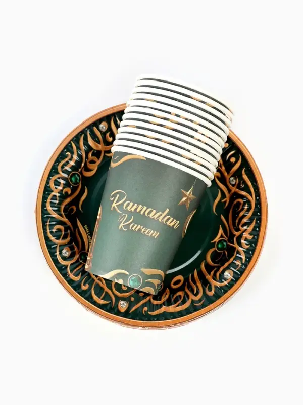 МП Набор бумжаной посуды «Ramadan Kareem», зелёный, 12 персон МП Набор бумжаной посуды «Ramadan Kareem», зелёный, 12 персон