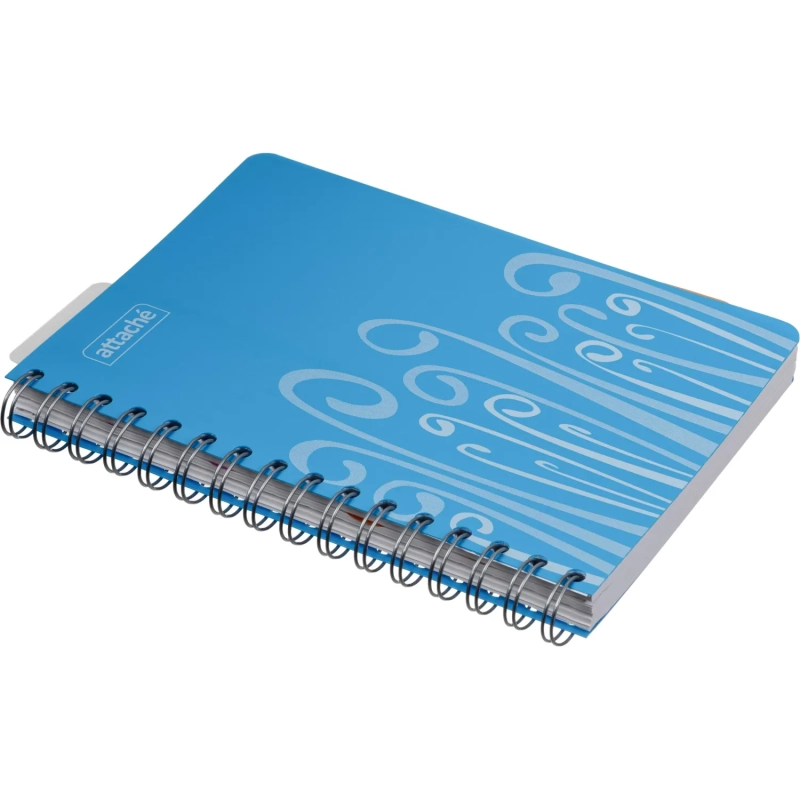 Бизнес-тетрадь А5,140 л,пласт обл, с разд,спир,ATTACHE FANTASY,голуб