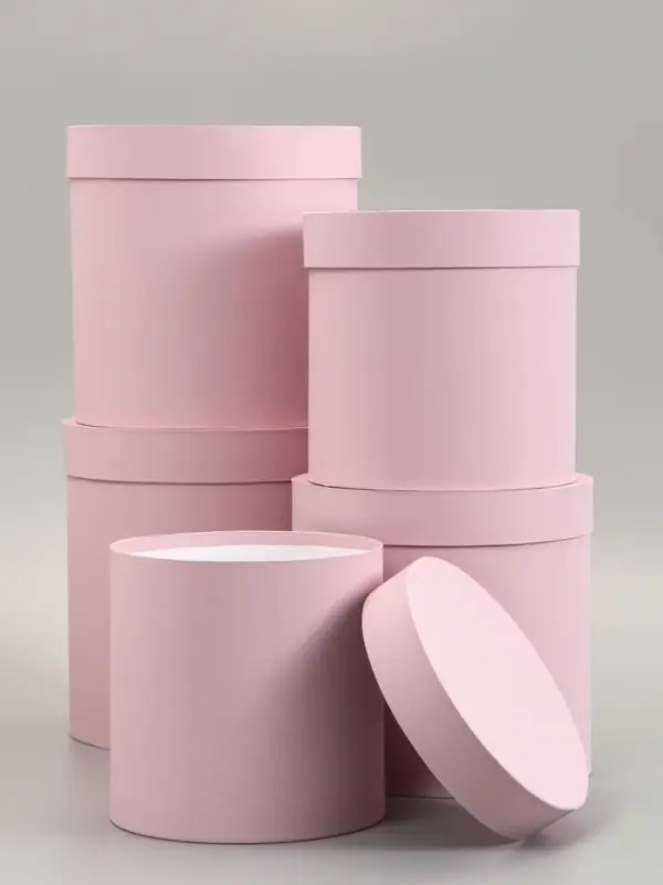 Набор круглых коробок 5 в 1 &laquo;Краски&raquo;, пыльная роза, 25&times;25&times;25 - 19&times;19&times;19 см