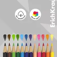 Карандаши 12 цветов ErichKrause Sport DNA, пластик, трехгранные, с европодвесом