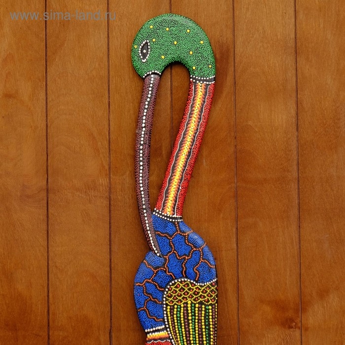 Панно настенное дерево "Аист цветной" 95х13х1 см МИКС